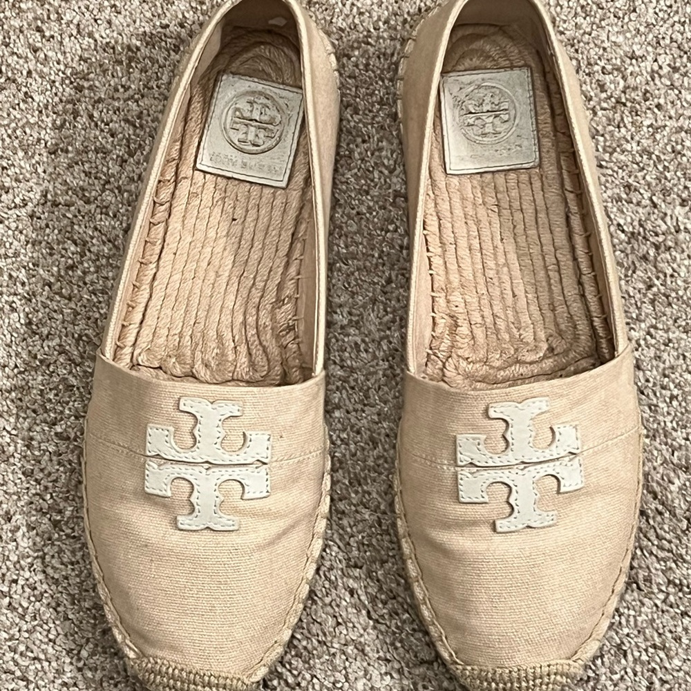 Tory Burch Beige Espadrille Loafers